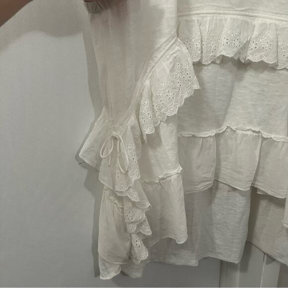 Free People White Claire Tee Size Medium - Picture 5 of 9
